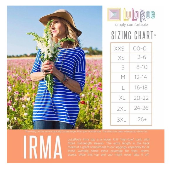 LuLaRoe Hibiscus Top Irma Sz XXS NWT - Picture 6 of 9